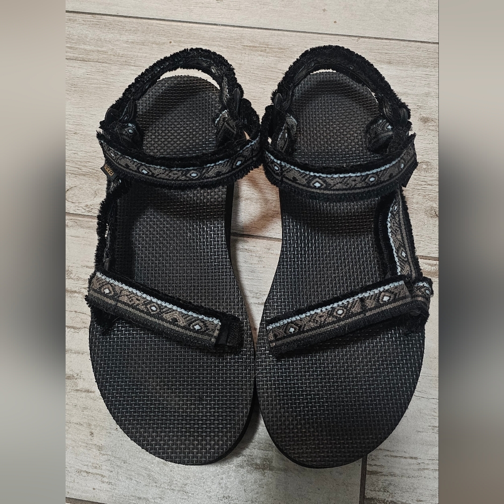 Teva Black Sandals with Patterned Straps 10